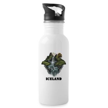 Island - Trinkflasche mit integriertem Trinkhalm - Weiß - Rechts