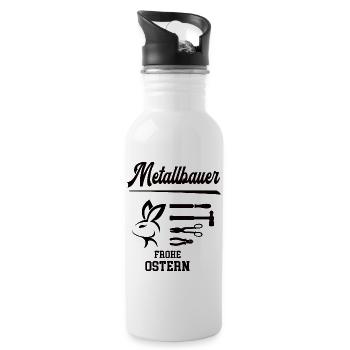 Metallbauer Frohe Ostern Ostergeschenk Schlosser - Trinkflasche mit integriertem Trinkhalm - Weiß - Rechts