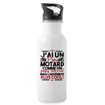 J ai un papy motard comme un papy normal - Gourde avec paille intégrée - blanc - Droite