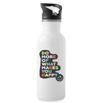 do more of what makes you happy - Trinkflasche mit integriertem Trinkhalm - Weiß - Rechts