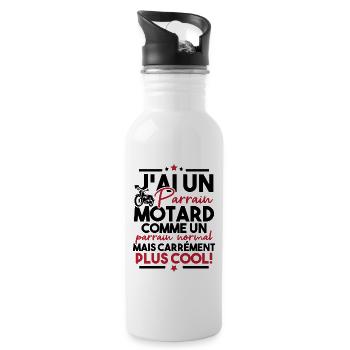 J ai un parrain motard comme un parrain normal - Gourde avec paille intégrée - blanc - Droite
