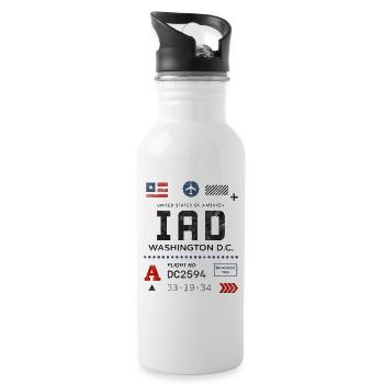 Washington airport tag - Water bottle with straw - white - Right