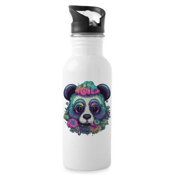 Panda psychédélique - Gourde avec paille intégrée - blanc - Droite
