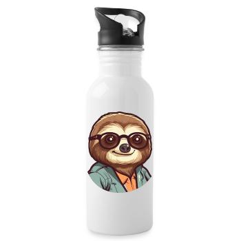 Sloth Geek - Water bottle with straw - white - Right