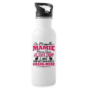 Je suis mamie trop cool, Cadeau pour cool mamie - Gourde avec paille intégrée - blanc - Droite