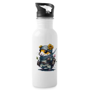 With this design you will become a ninja hamster - Water bottle with straw - white - Right