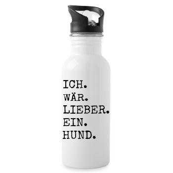 statement doggie schäferhund hundehalter haustier - Trinkflasche mit integriertem Trinkhalm - Weiß - Rechts