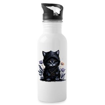 Fühle dich episch mit der Ninja-Katze - Trinkflasche mit integriertem Trinkhalm - Weiß - Rechts