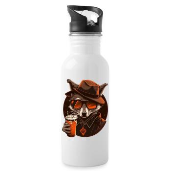 Cool fox with sunglasses, hat and beer - Water bottle with straw - white - Right