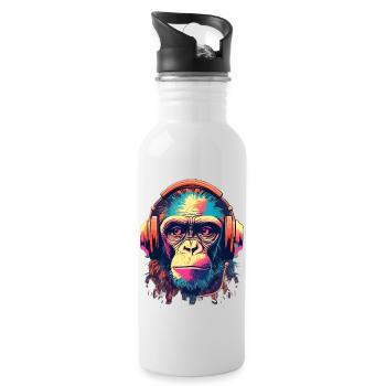 Monkey Beats - Water bottle with straw - white - Right