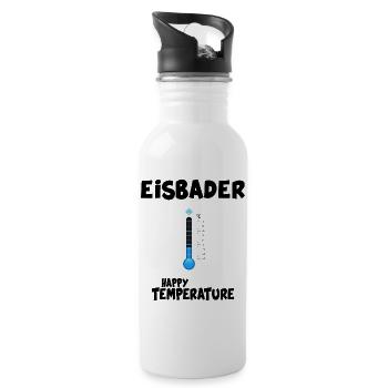 Eisbader Eisbadezeit "Happy Temperature" - Trinkflasche mit integriertem Trinkhalm - Weiß - Rechts