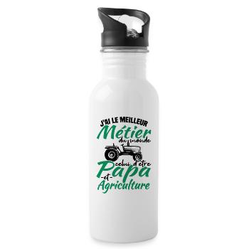 Papa et agriculture - Gourde avec paille intégrée - blanc - Droite