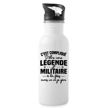 Légende et militaire - Gourde avec paille intégrée - blanc - Droite