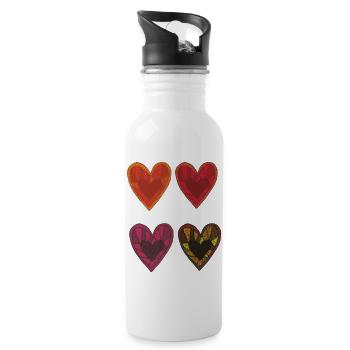lustiger style mit herzen - Trinkflasche mit integriertem Trinkhalm - Weiß - Rechts
