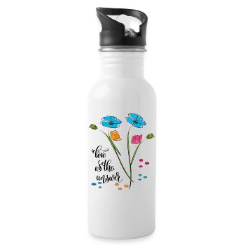 L’amour est la réponse, Liebe - Gourde avec paille intégrée - blanc - Droite