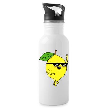 Eine kühle Zitrone - Trinkflasche mit integriertem Trinkhalm - Weiß - Rechts