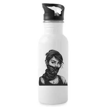 Rebel young woman with bandana cool look street - Water bottle with straw - white - Right