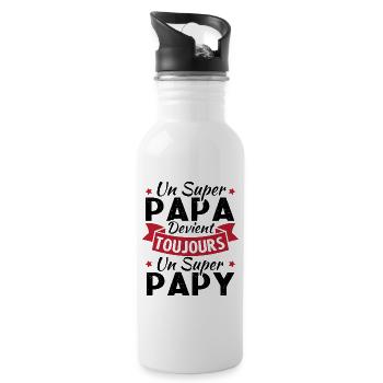 Un super papa devient toujours un super papy - Gourde avec paille intégrée - blanc - Droite