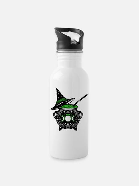 Chaudron de sorcière Chapeau de sorcière Sorcières Walpurgis Nuit - Gourde avec paille intégrée - blanc