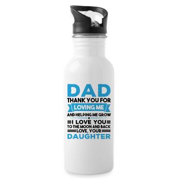 Vater-Tochter-Geschenk - Trinkflasche mit integriertem Trinkhalm - Weiß - Rechts