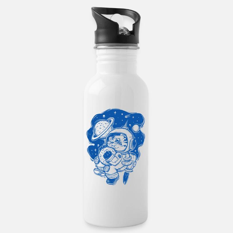 Astro tiger - Trinkflasche mit integriertem Trinkhalm - Weiß
