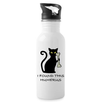 I found this humerus | funny cat - Water bottle with straw - white - Right