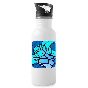 Neurographic modern abstract design - Water bottle with straw - white - Right