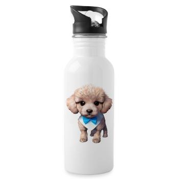 Pudel Hundeliebe Hundehalter Pudelwelpe Hundewelpe - Trinkflasche mit integriertem Trinkhalm - Weiß - Rechts