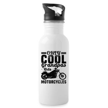 Nur coole Opa fährt Motorrad - Trinkflasche mit integriertem Trinkhalm - Weiß - Rechts