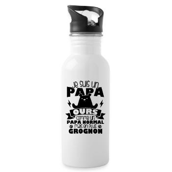 Je suis un papa ours comme un papa normal cadeau - Gourde avec paille intégrée - blanc - Droite