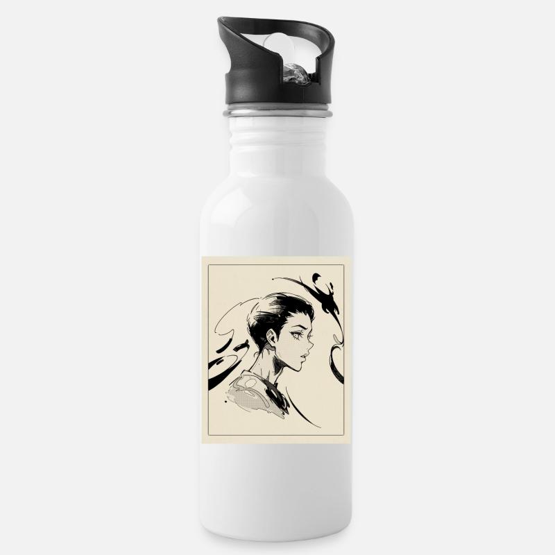 Mon Manga Waifu - Gourde avec paille intégrée - blanc