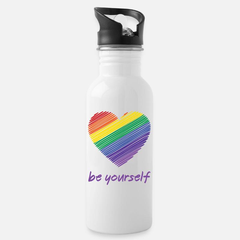 Pride Month LGBTQ - Sei du selbst - Trinkflasche mit integriertem Trinkhalm - Weiß