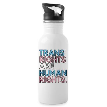 Mois de la fierté LGBT - Les droits des trans sont des droits humains - Gourde avec paille intégrée - blanc - Droite