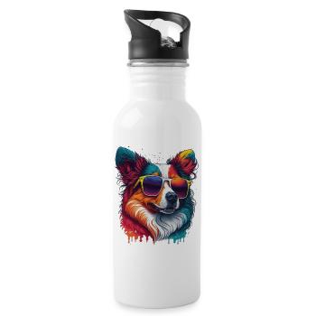 cooler Hund - Trinkflasche mit integriertem Trinkhalm - Weiß - Rechts