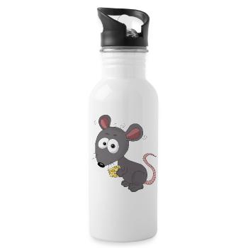 Maus /Ratte - Trinkflasche mit integriertem Trinkhalm - Weiß - Rechts