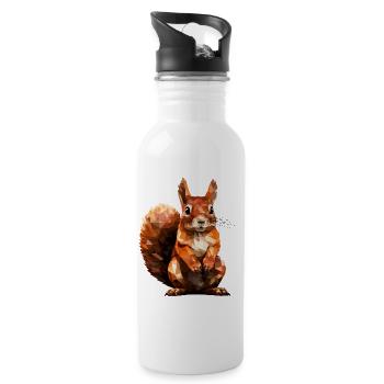 Squirrel in polygon style - Water bottle with straw - white - Right