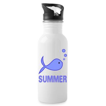 POISSON. POISSON D'AVRIL. VACANCES. ETE. HUMOUR - Gourde avec paille intégrée - blanc - Droite