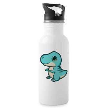 hugadino Baby T-Rex, Dino, süßer Dinosaurier - Trinkflasche mit integriertem Trinkhalm - Weiß - Rechts