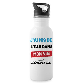 Water in my wine. Humor birthday gift party - Water bottle with straw - white - Right