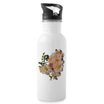 Peach Rose Bouquet Premium / Tea Roses - Water bottle with straw - white - Right