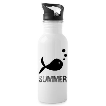 SURF. POISSON. PLAGE. MER. OCEAN. HUMOUR. VACANCES - Gourde avec paille intégrée - blanc - Droite