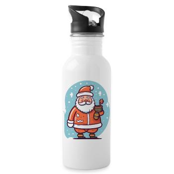 Santa Claus im Schnee - Trinkflasche mit integriertem Trinkhalm - Weiß - Rechts
