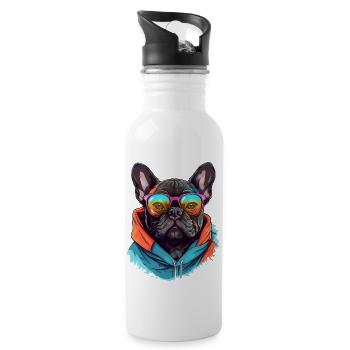 City companion: the ghost of the French bulldog - Water bottle with straw - white - Right