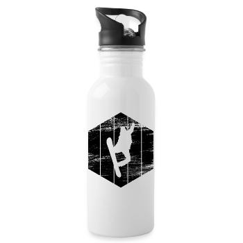 Snowboarder sketch - Water bottle with straw - white - Right