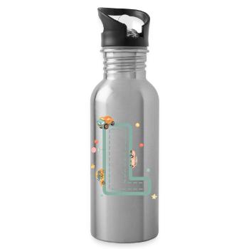 Buchstabe l Fahrzeug - personalisiertes Kindergeschenk - Trinkflasche mit integriertem Trinkhalm - Lightsilver - Rechts