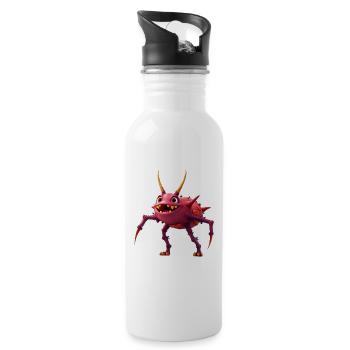 Rotes TickToc Monster - Trinkflasche mit integriertem Trinkhalm - Weiß - Rechts