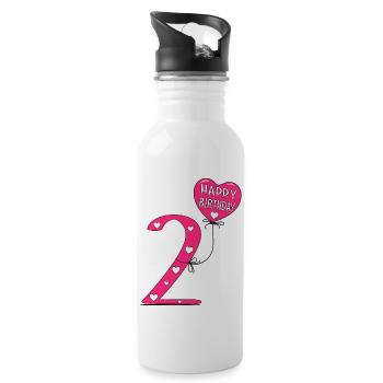 2 anniversaire Happy Birthady - Gourde avec paille intégrée - blanc - Droite