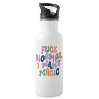 Fuck Normal I want Magic - Trinkflasche mit integriertem Trinkhalm - Weiß - Rechts