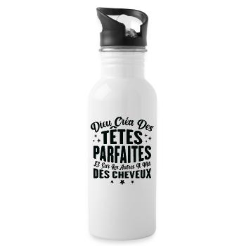 Dieu créa des têtes parfaites - Gourde avec paille intégrée - blanc - Droite