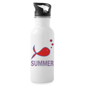 THANK YOU. THANKS. ANNIVERSARY. BIRTH. RETIREMENT. - Water bottle with straw - white - Right